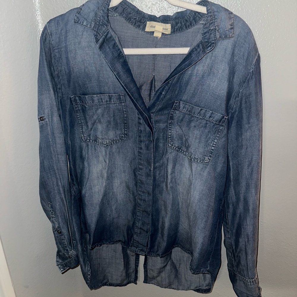 Anthropologie Cloth & Stone Denim Button-Up Blouse